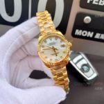 Swiss Copy Rolex Datejust 28mm Watches - White MOP Dial Gold President_th.jpg